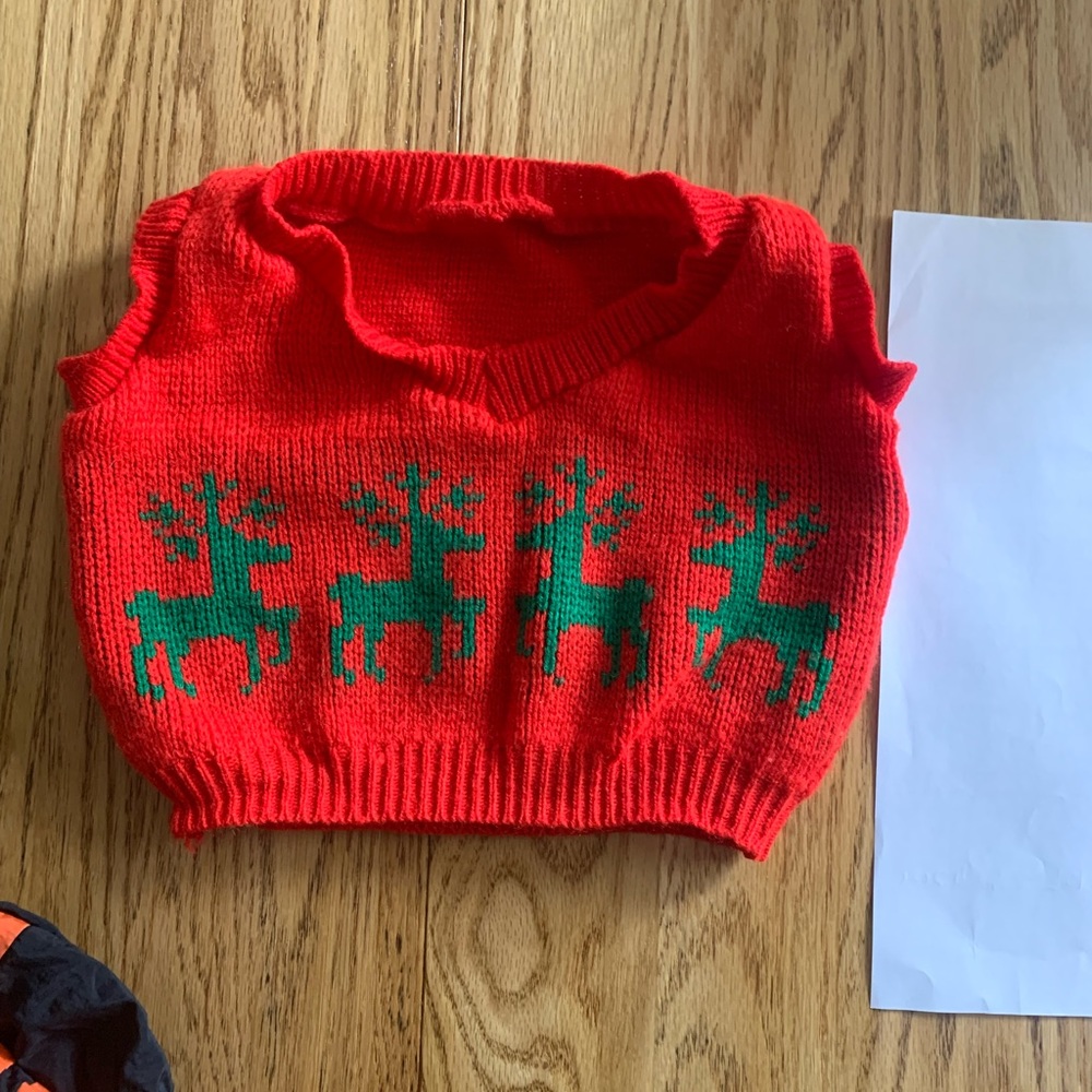 Vintage Christmas infant toddler sweater vest red and green 3m to 9m